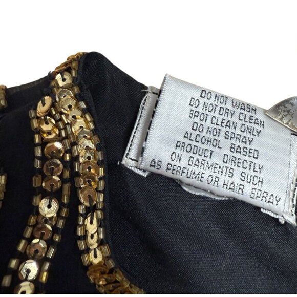 STENAY TOP VINTAGE BEADED SEQUINS SILK ART TO WEAR SCALLOPED SIZE L EMBELLISHED - Picture 9 of 11